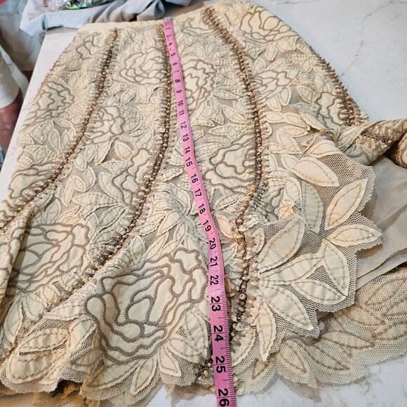 Lafayette 148 Beige Floral Embroidered Beaded Skirt Size 2 A-Line Bohemian Retro - Picture 7 of 9